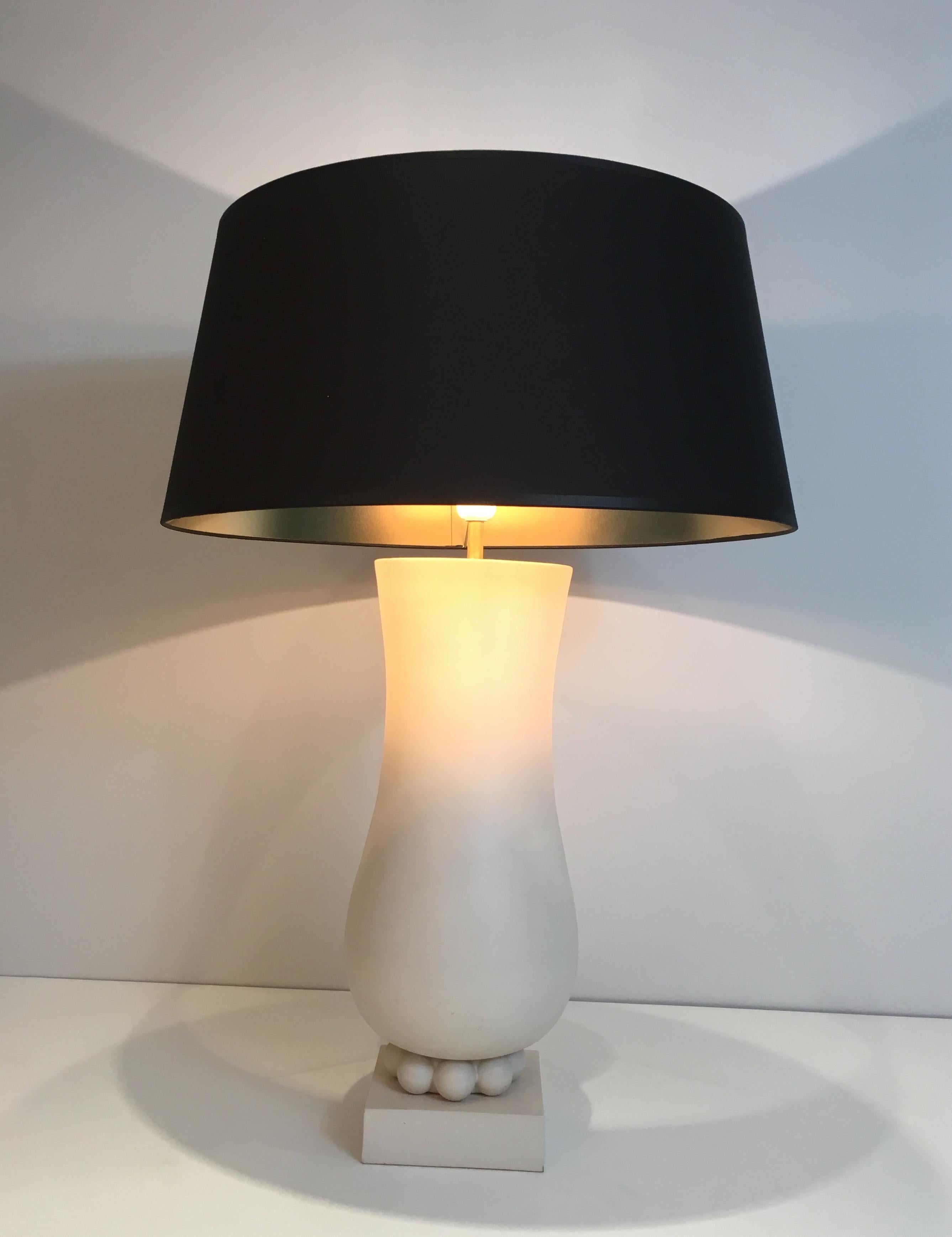 Mid-Century Modern Art Deco Style White Ceramic Table Lamp