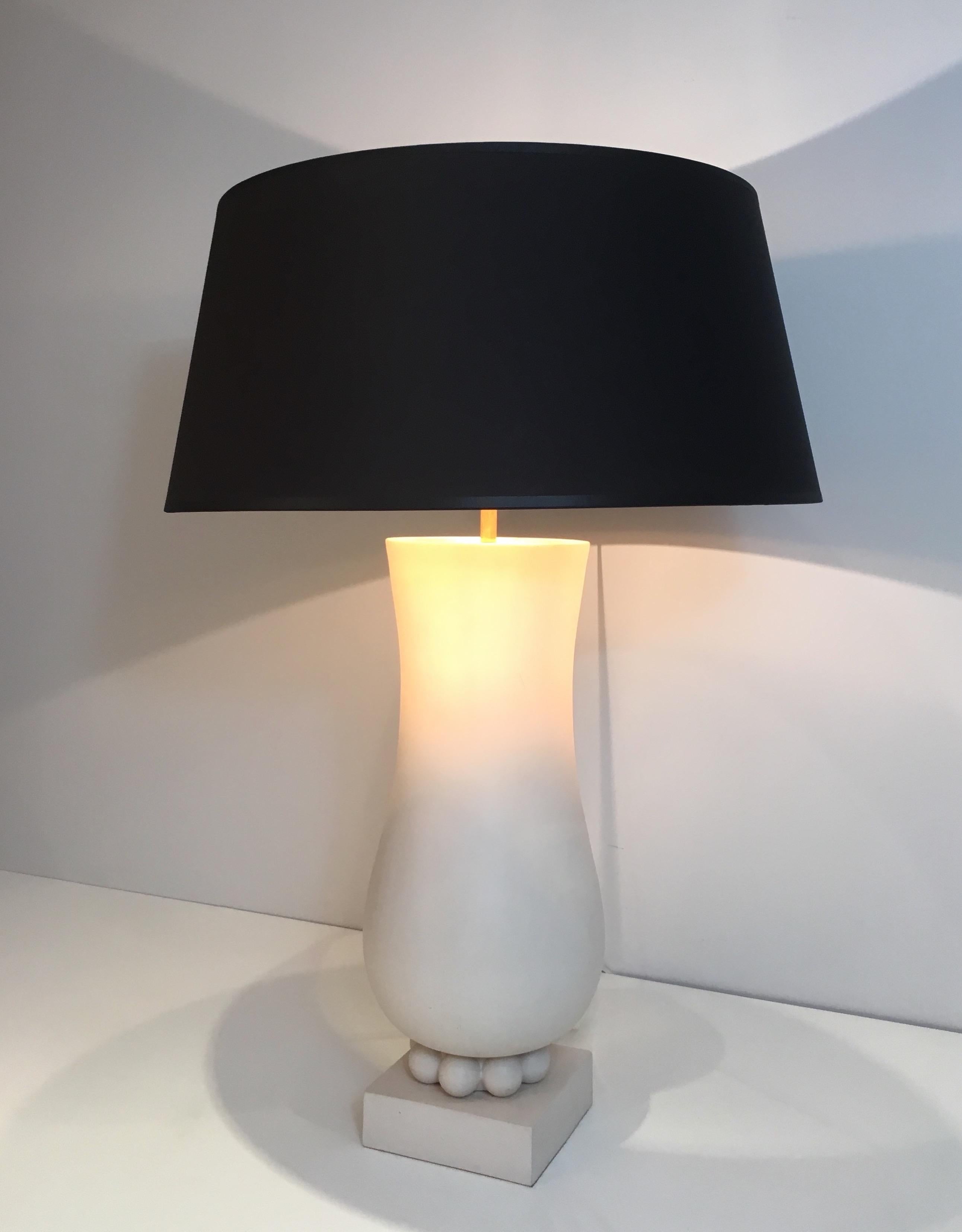 French Art Deco Style White Ceramic Table Lamp