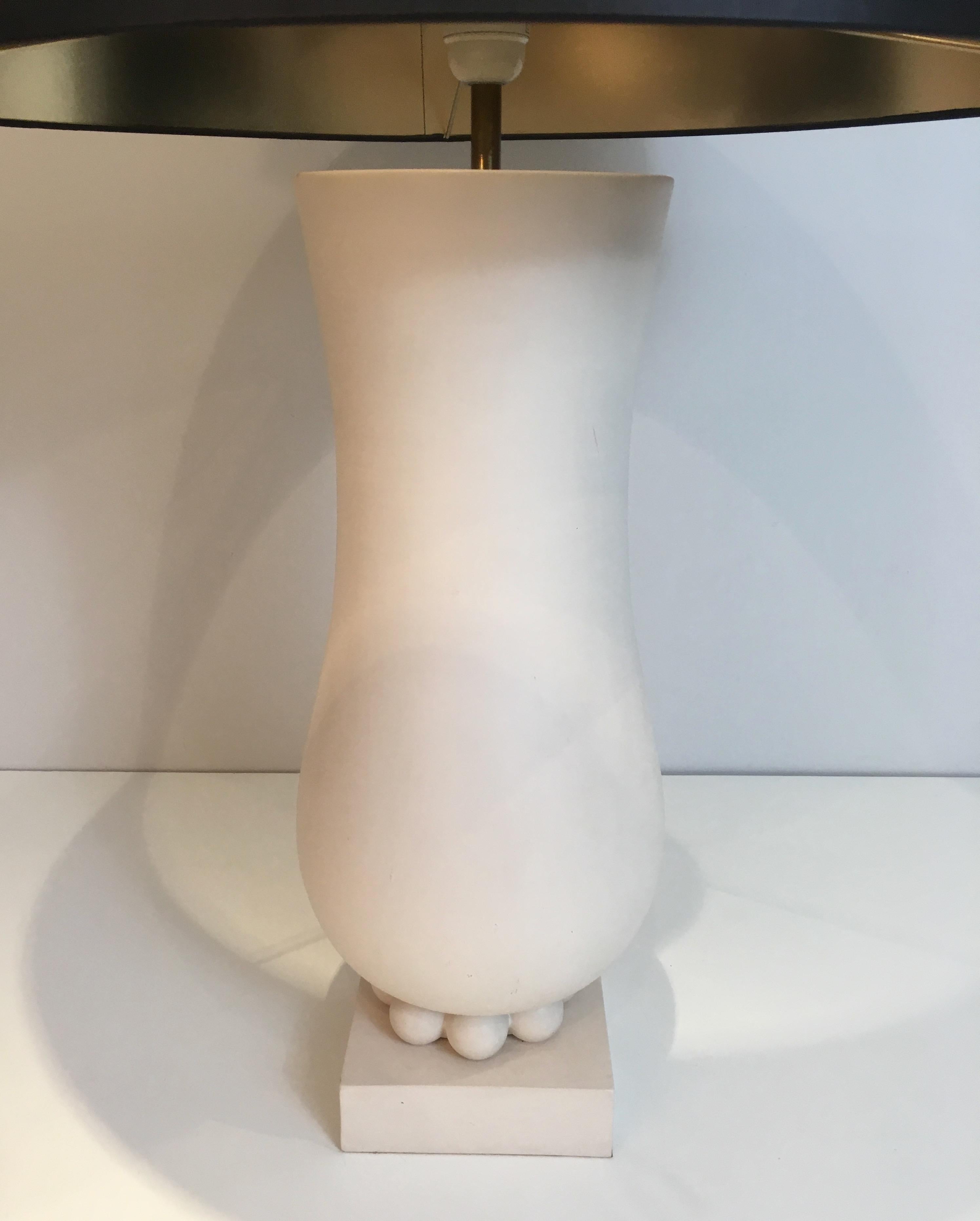 Late 20th Century Art Deco Style White Ceramic Table Lamp