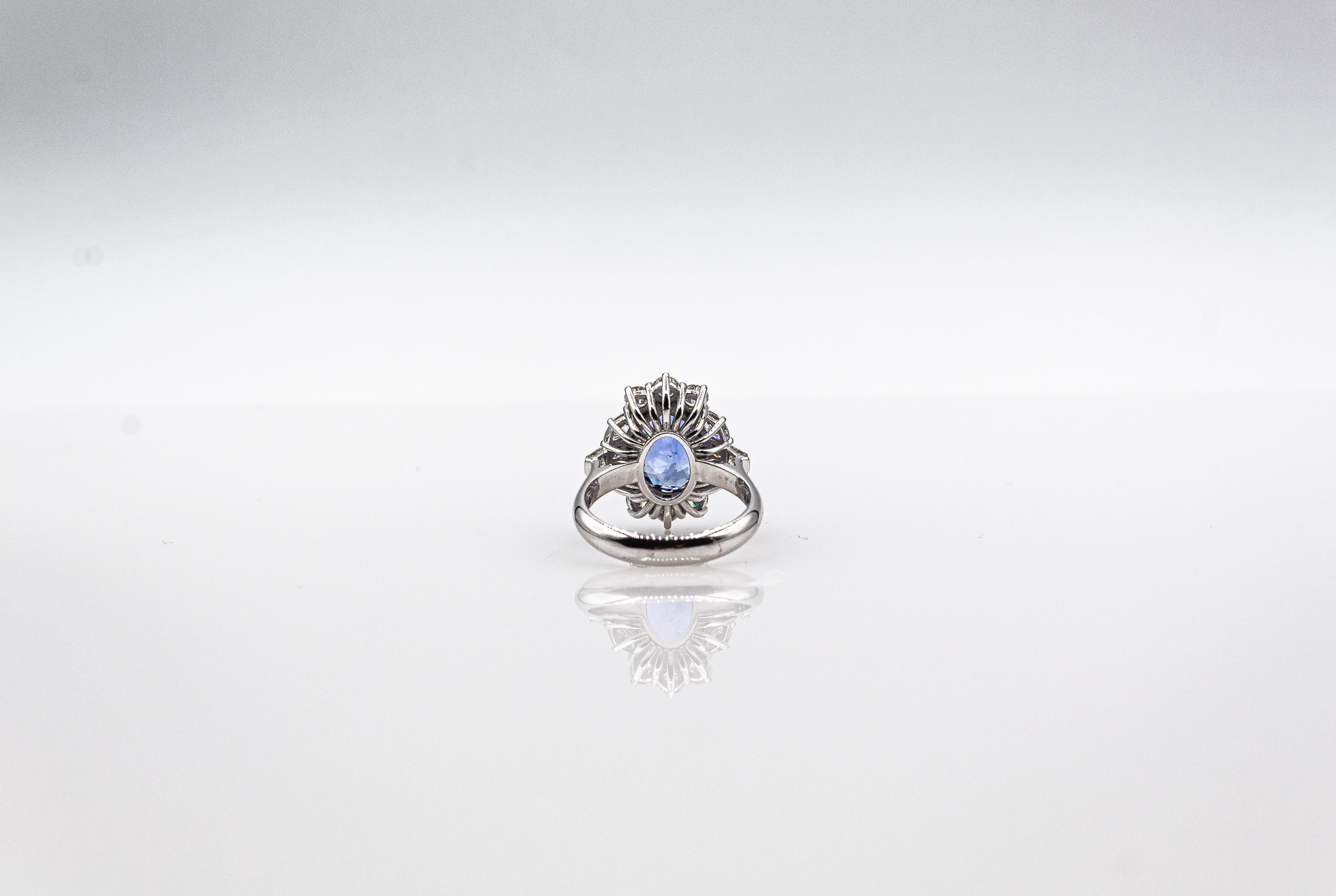 Art Deco Style White Diamond Blue Ceylon Sapphire White Gold Cocktail Ring For Sale 8