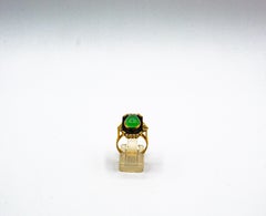 Art Deco Style White Diamond Chrysoprase Onyx Yellow Gold Cocktail Ring