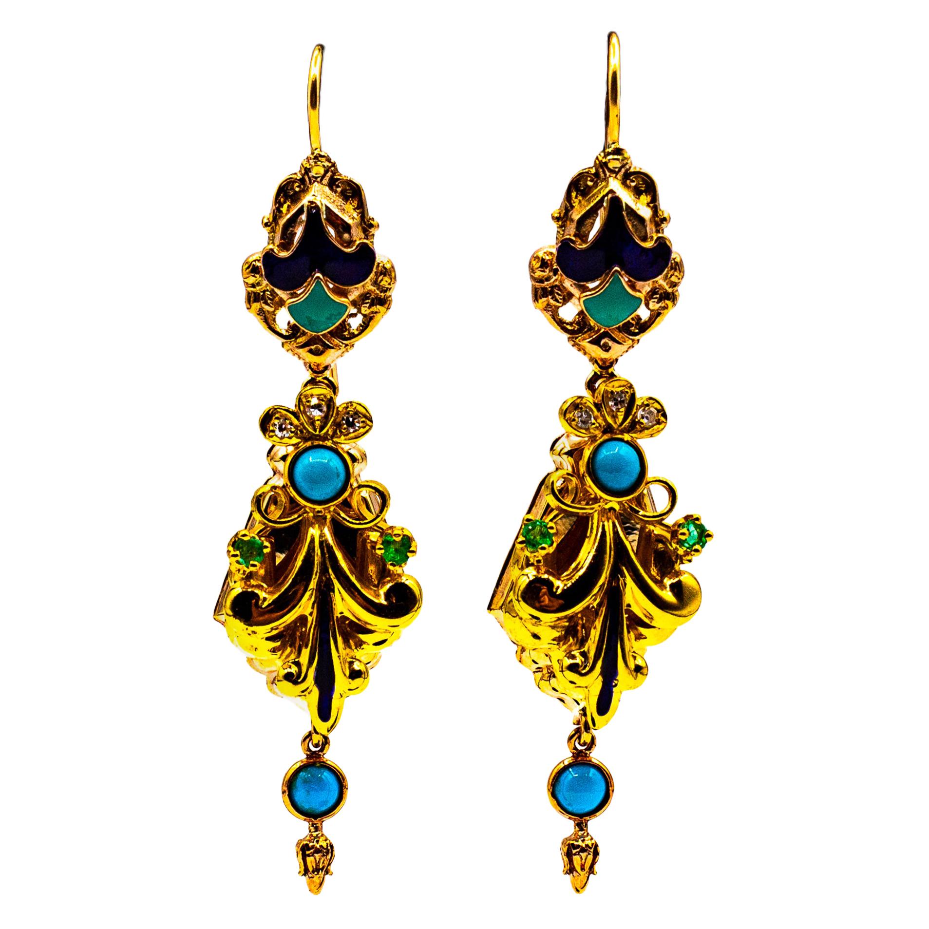 Curated visual reference: Picture Idea: Art Deco Style White Diamond Emerald Turquoise Enamel Yellow Gold