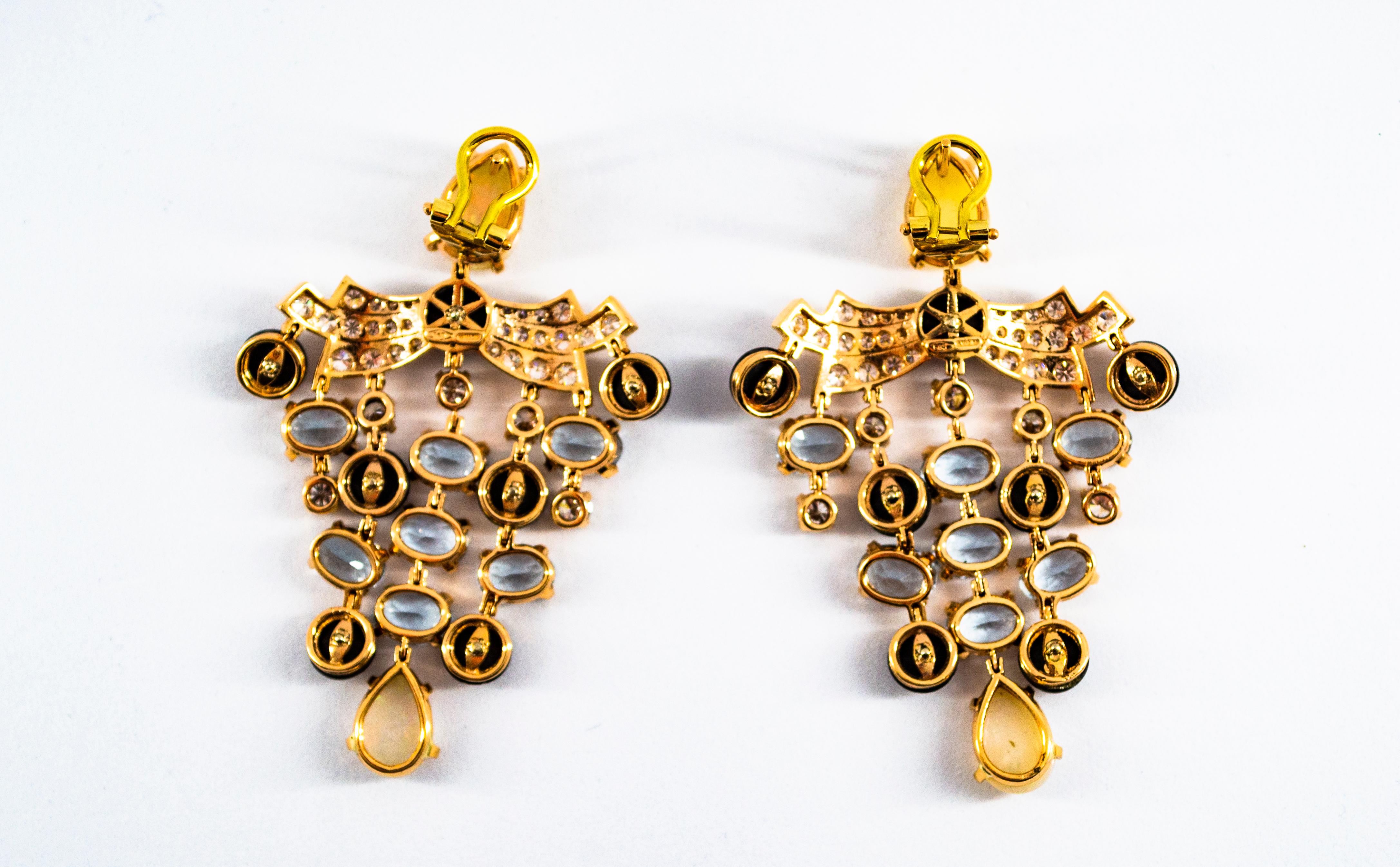 Orecchini a clip in oro giallo con diamante bianco e opale in stile Art Déco in vendita 5