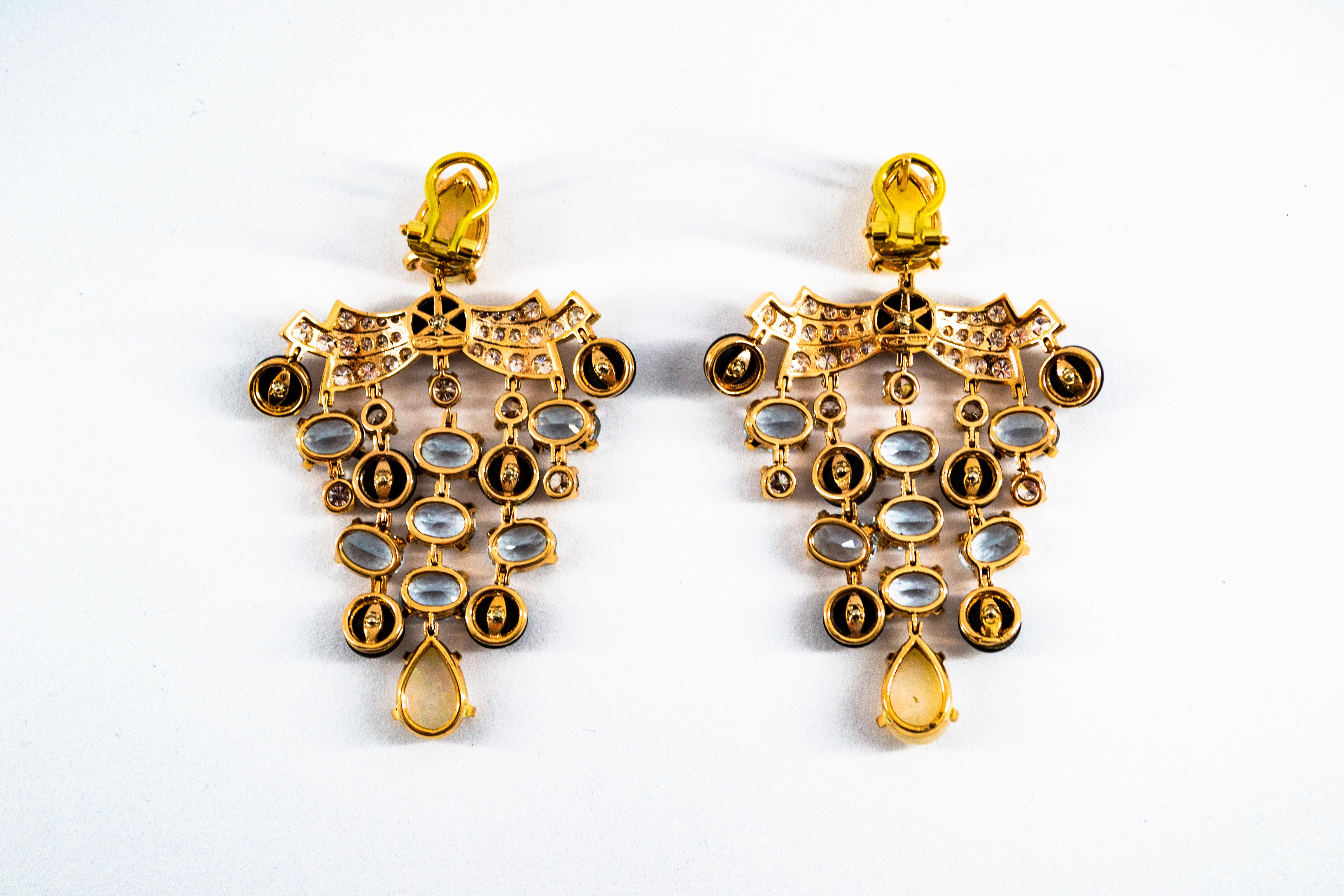 Orecchini a clip in oro giallo con diamante bianco e opale in stile Art Déco in vendita 6