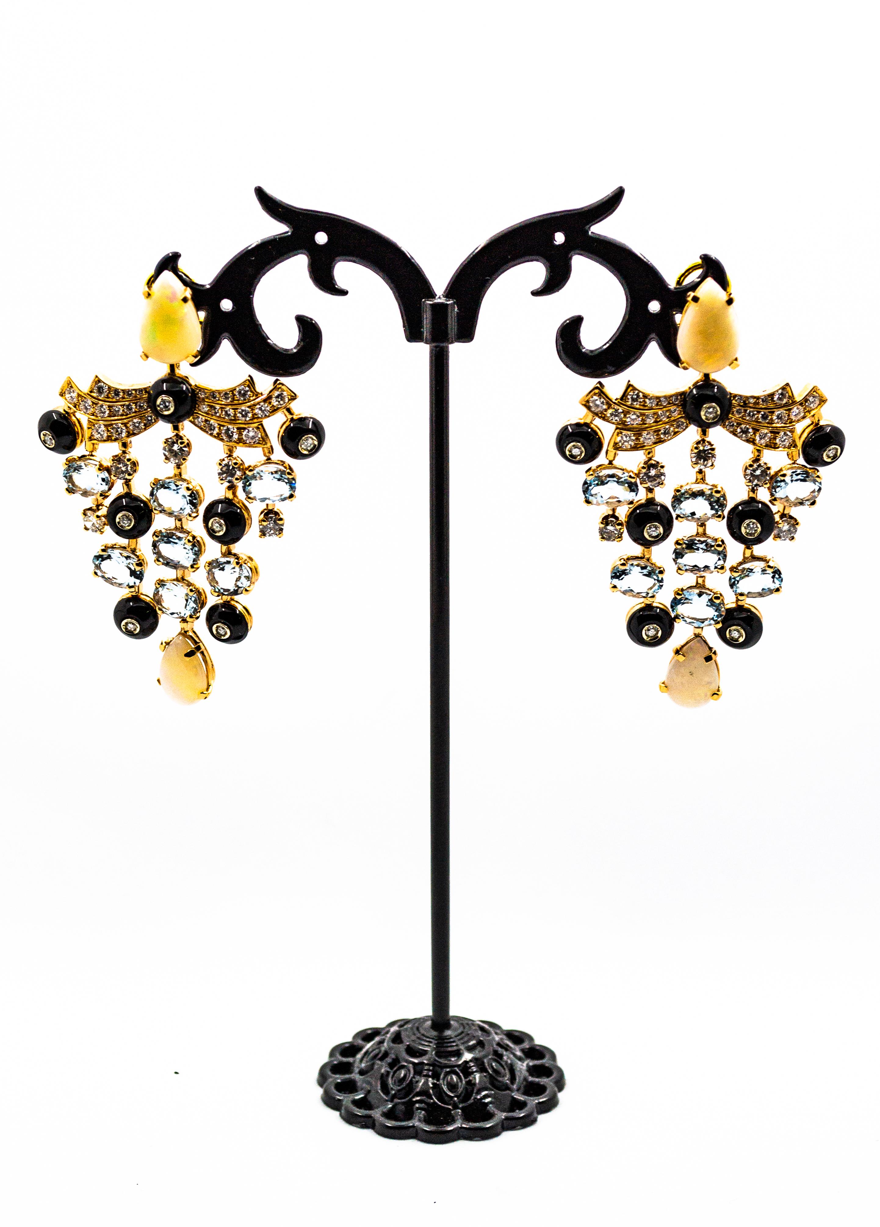 Orecchini a clip in oro giallo con diamante bianco e opale in stile Art Déco in vendita 7