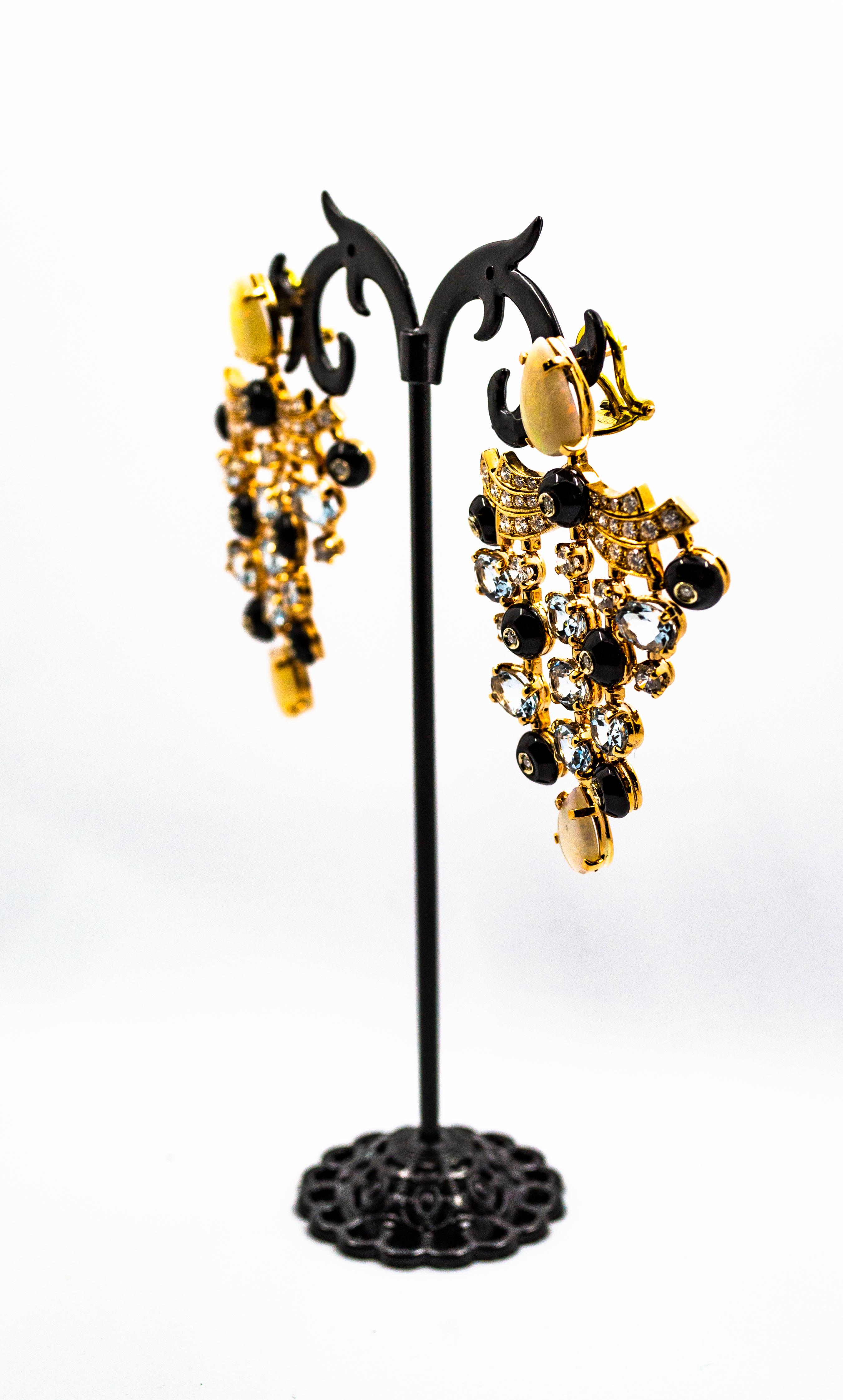 Orecchini a clip in oro giallo con diamante bianco e opale in stile Art Déco in vendita 8