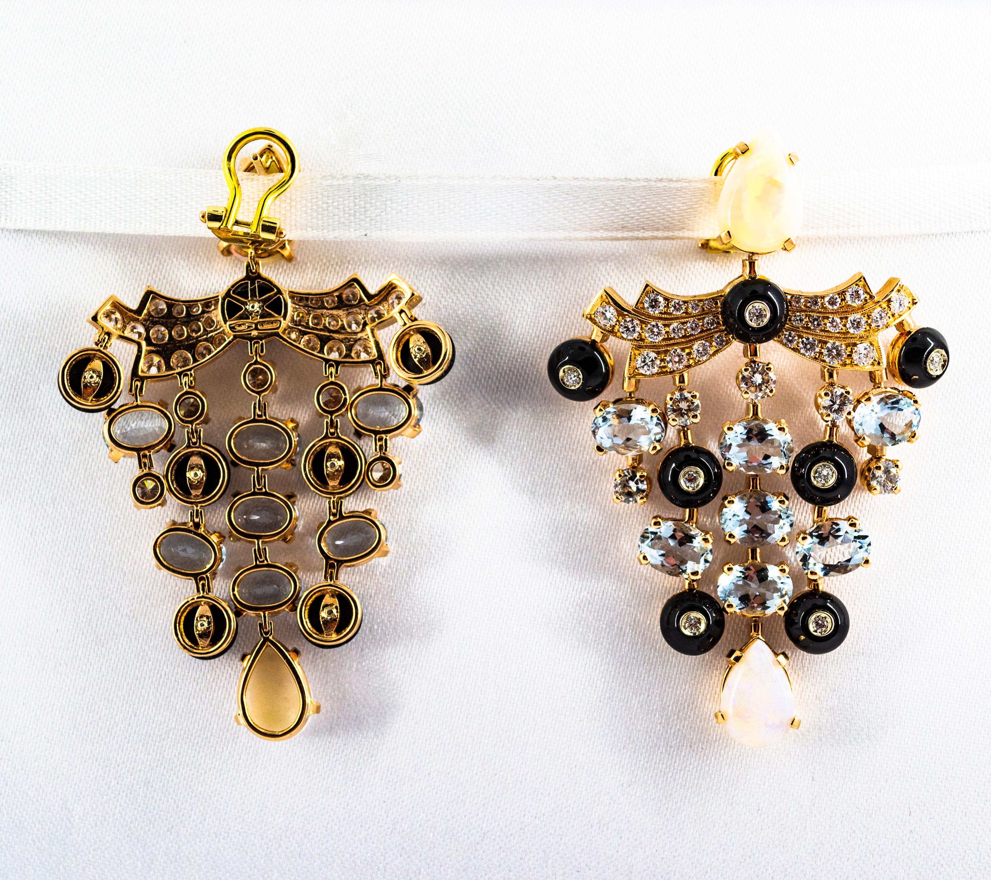 Orecchini a clip in oro giallo con diamante bianco e opale in stile Art Déco in vendita 1