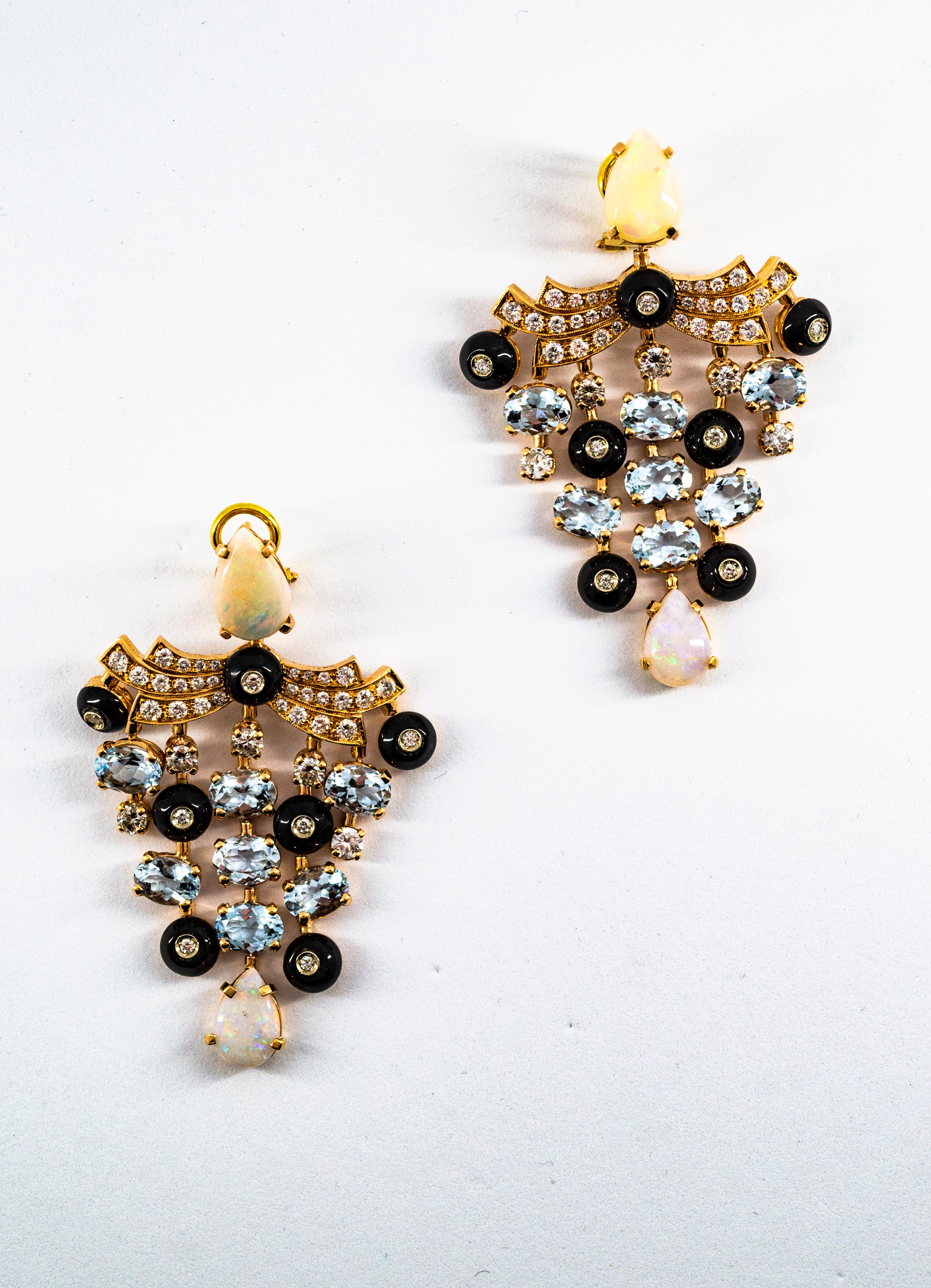 Orecchini a clip in oro giallo con diamante bianco e opale in stile Art Déco in vendita 4