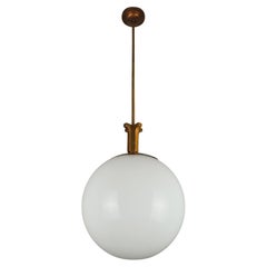 Lampada a sospensione a globo in vetro bianco in stile Art Deco da 16 pollici. Diametro