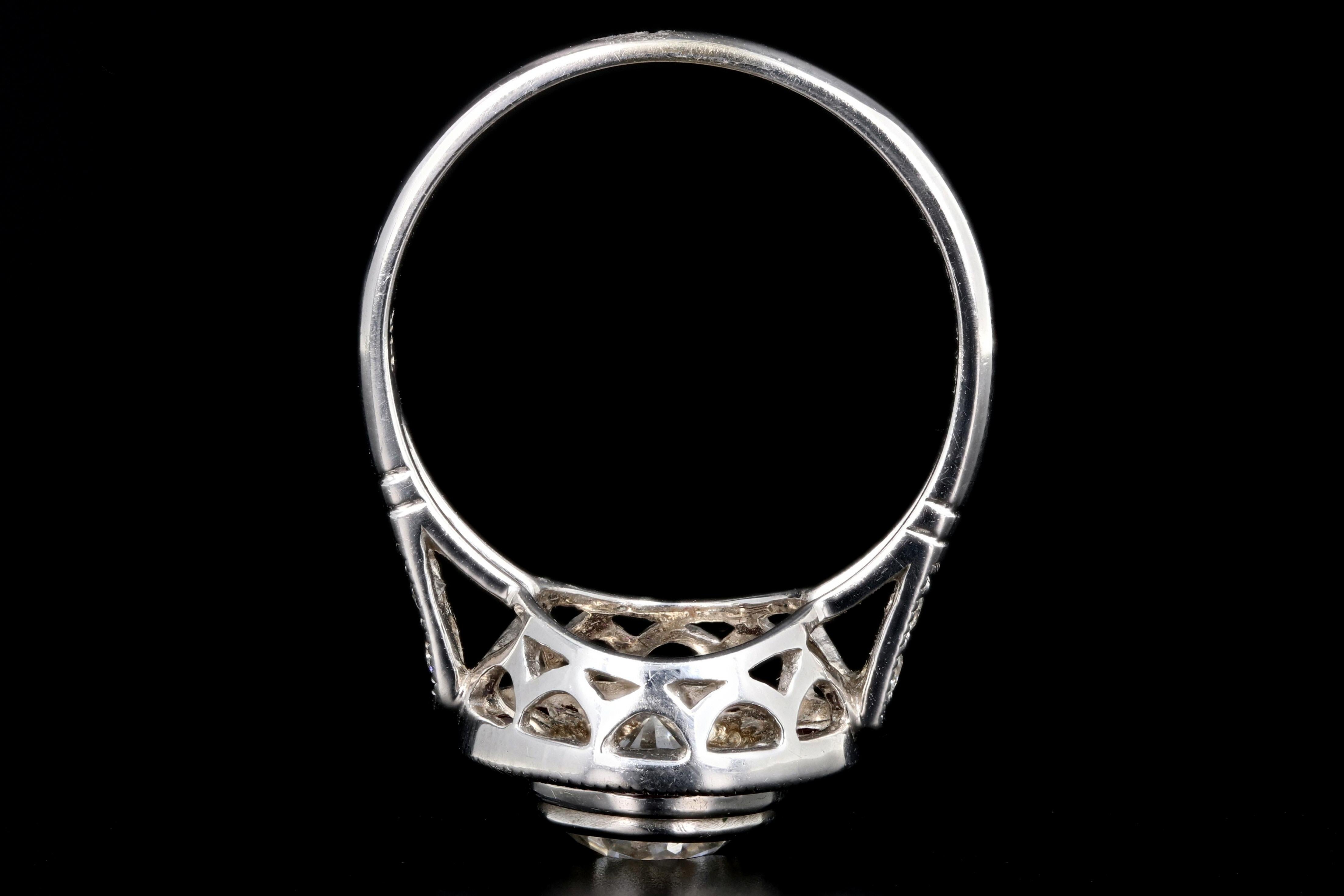 Art Deco Style White Gold 1 Carat Diamond Ruby Halo Engagement Ring 1