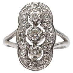 Vintage Art deco style white gold ring with diamonds.