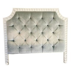 Art Deco Style White Lacquer & Blue Velvet by Grace Home