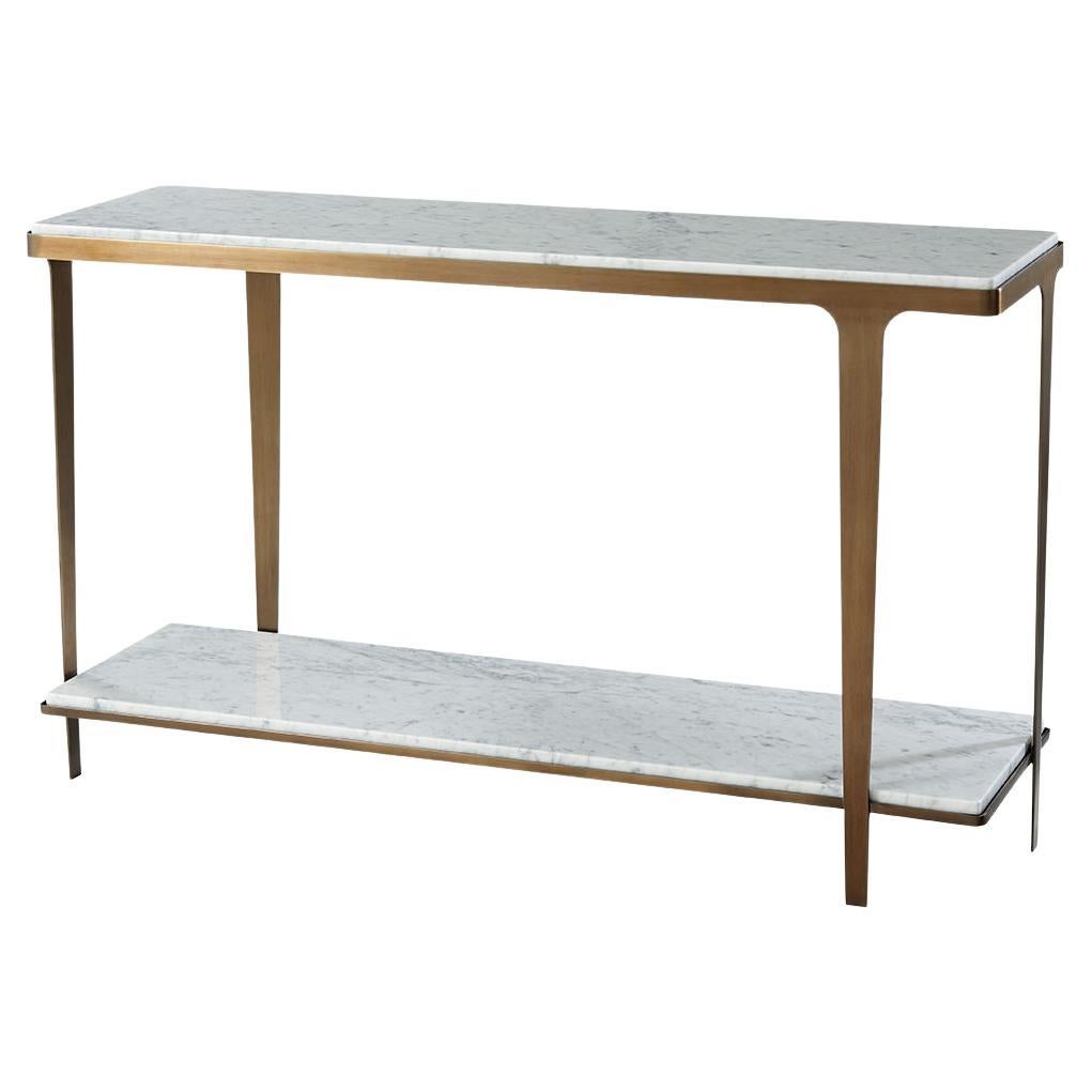 Art Deco Style White Marble Top Console For Sale