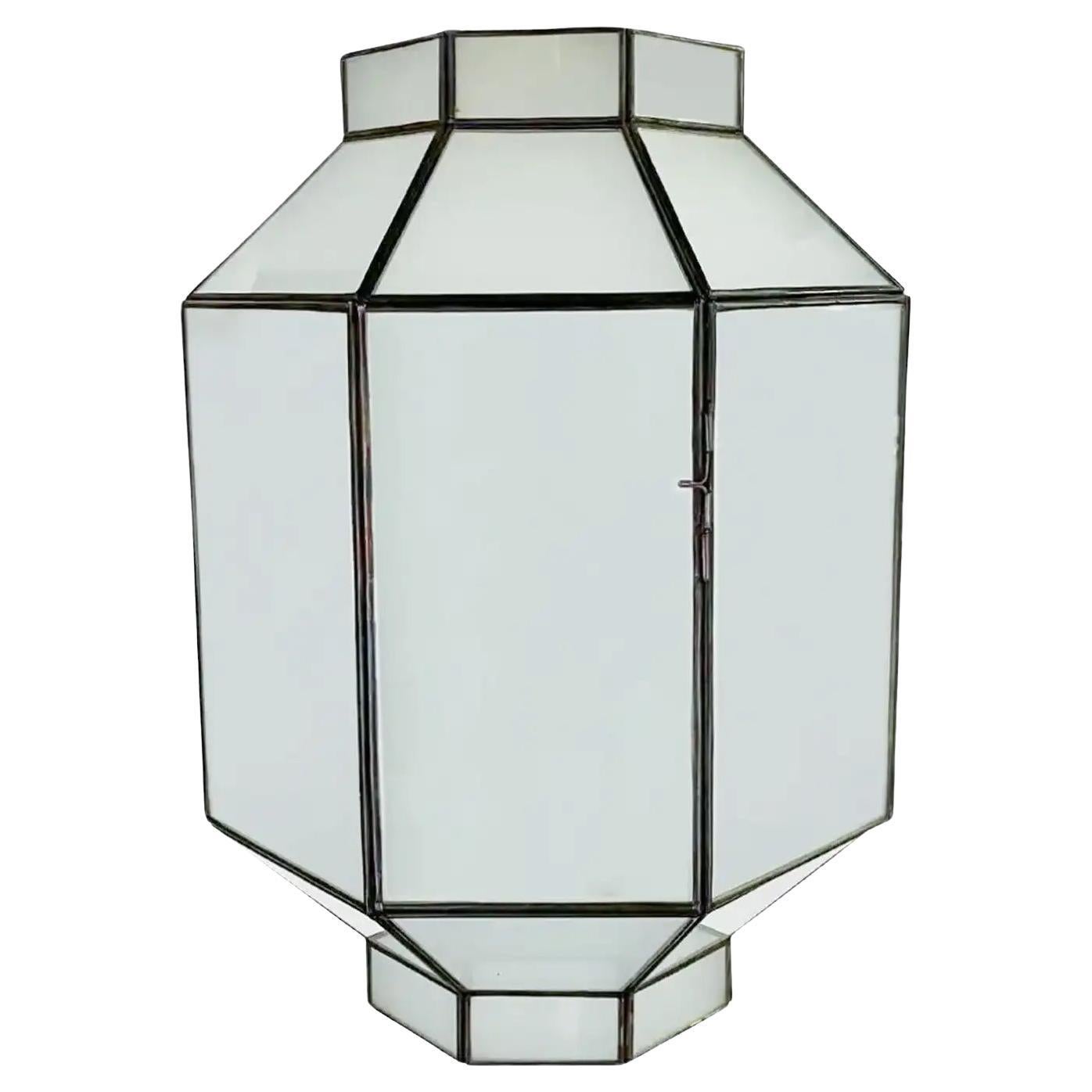 Art Deco Style White Milk Glass Octagon Shaped Chandelier, Pendant or Lantern For Sale