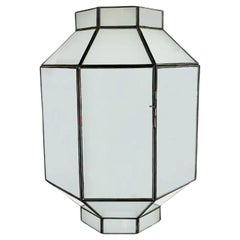 Vintage Art Deco Style White Milk Glass Octagon Shaped Chandelier, Pendant or Lantern