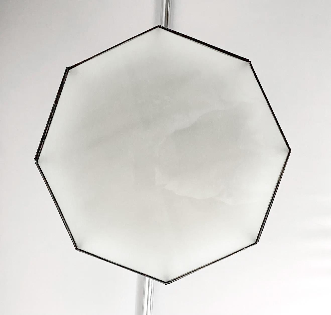 Art Deco Style White Milk Glass Octagon Shaped Pendant or Flush Mount, a Pair  For Sale 3