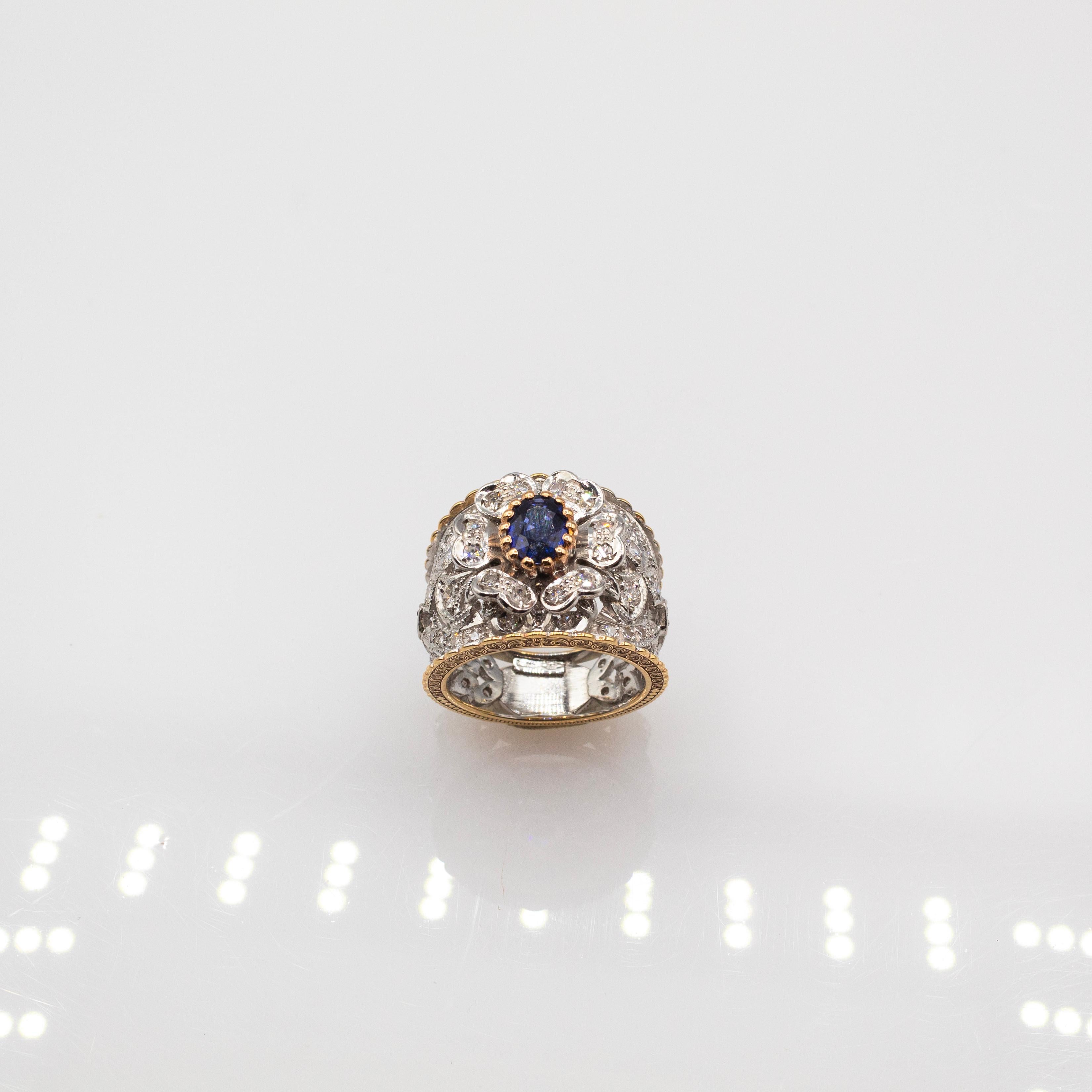 For any problems related to some materials contained in the items that do not allow shipping, please contact the seller with a private message to solve the problem.
We can ship every piece of our 1stdibs catalog worldwide.

This Ring is made of 9K