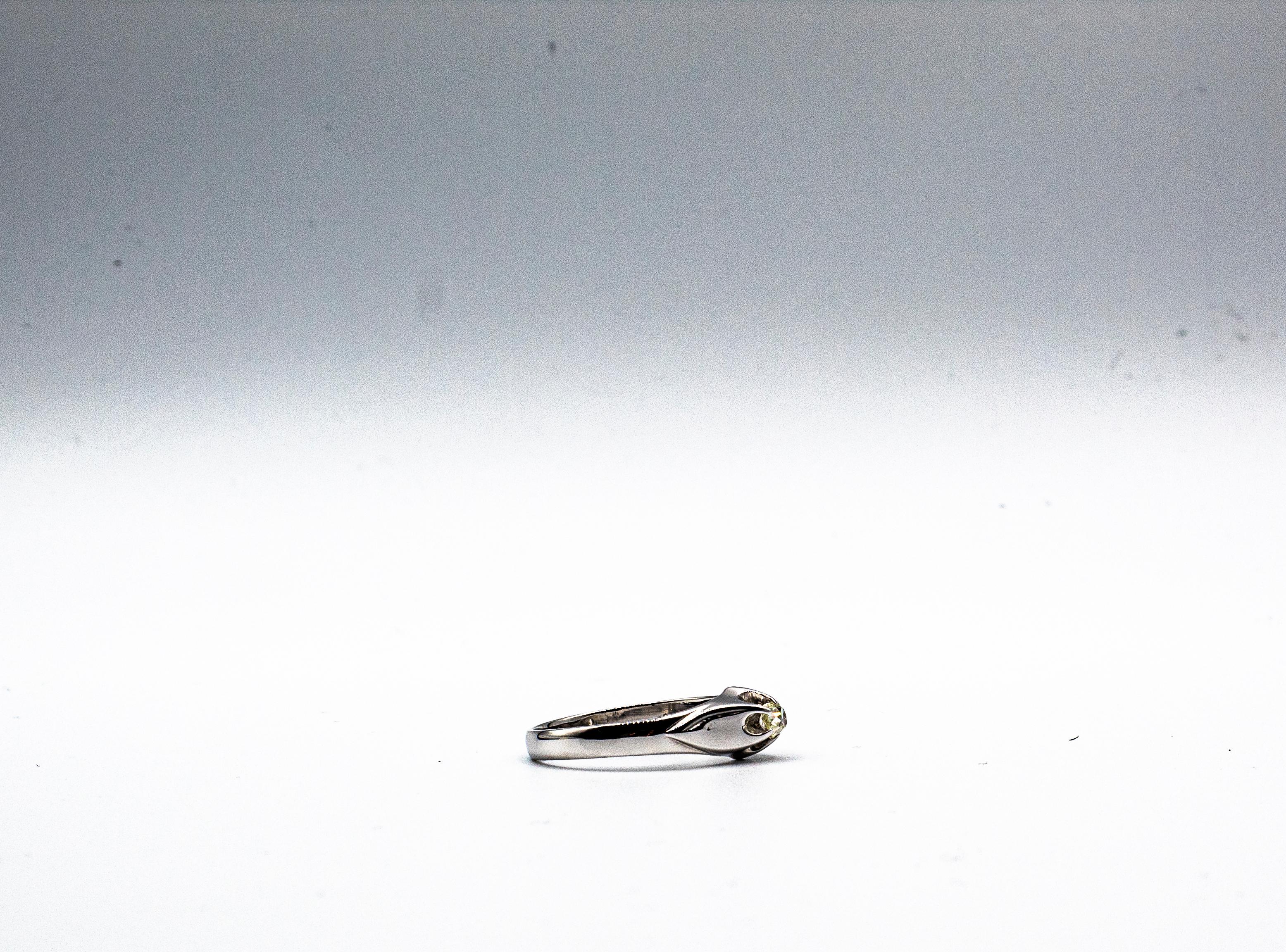 Art Deco Stil Weißer Solitärring mit Diamant im Alt-Europäischen Schliff 6