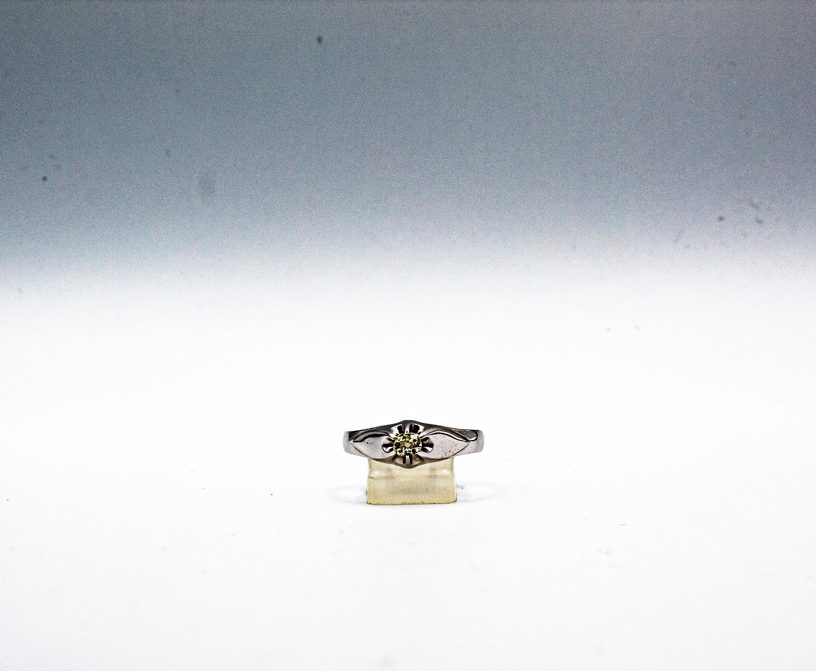 Art Deco Stil Weißer Solitärring mit Diamant im Alt-Europäischen Schliff 2