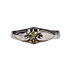 Art Deco Stil Weißer Solitärring mit Diamant im Alt-Europäischen Schliff