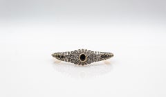 Art Deco Style White Rose Cut Diamond Blue Sapphire Yellow Gold Bangle Bracelet