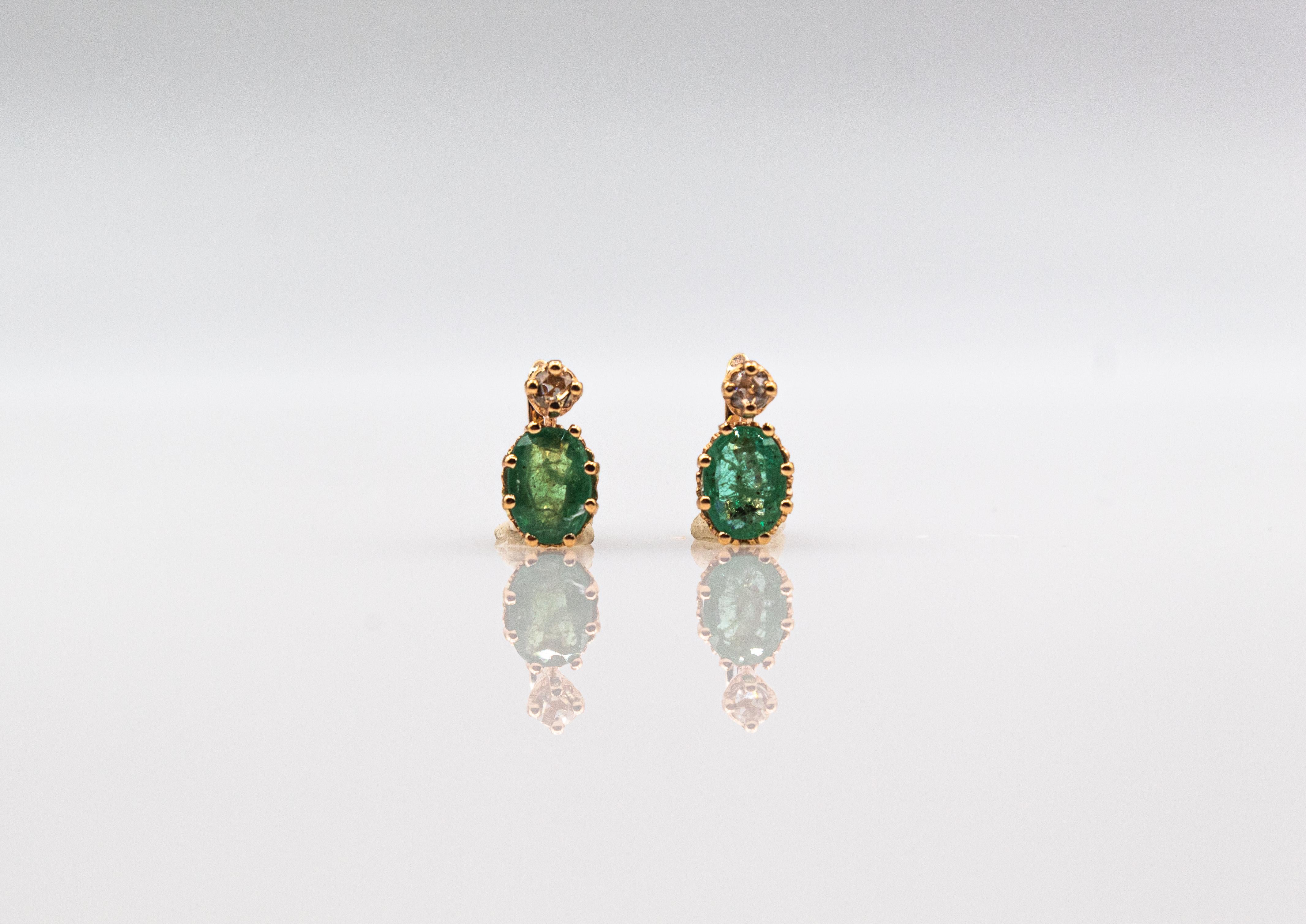 Art Deco Style White Rose Cut Diamond Blue Sapphire Yellow Gold Dangle Earrings For Sale 9