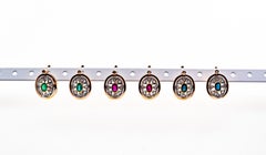 Art Deco Style White Rose Cut Diamond Oval Cut Emerald Yellow Gold Earrings