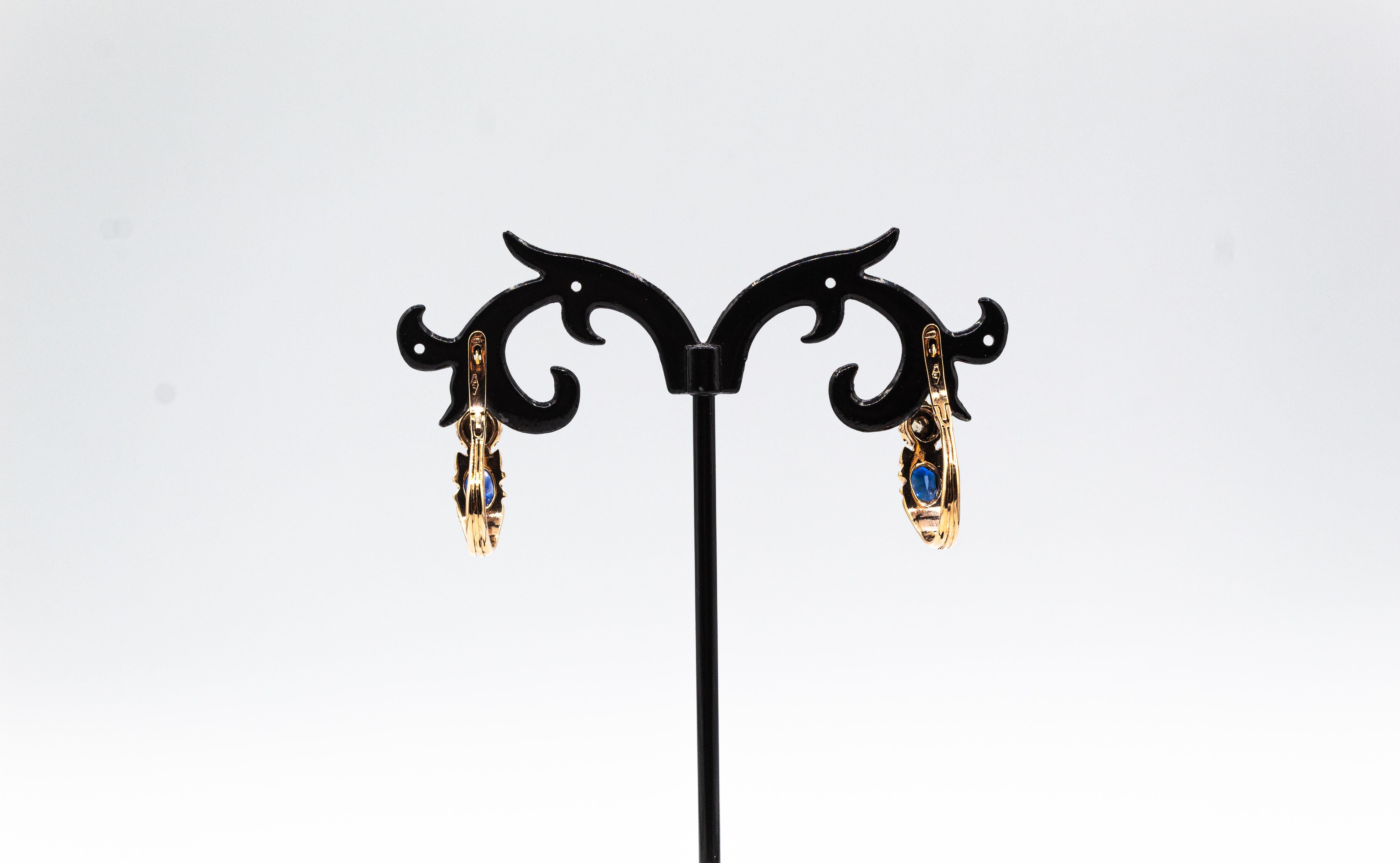 Ohrringe aus Gelbgold im Art-déco-Stil mit weißem Smaragd im Rosenschliff und Diamanten im Ovalschliff für Damen oder Herren im Angebot
