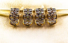 Art Deco Style White Rose Cut Diamond Ruby Yellow Gold Clip-On Dangle Earrings