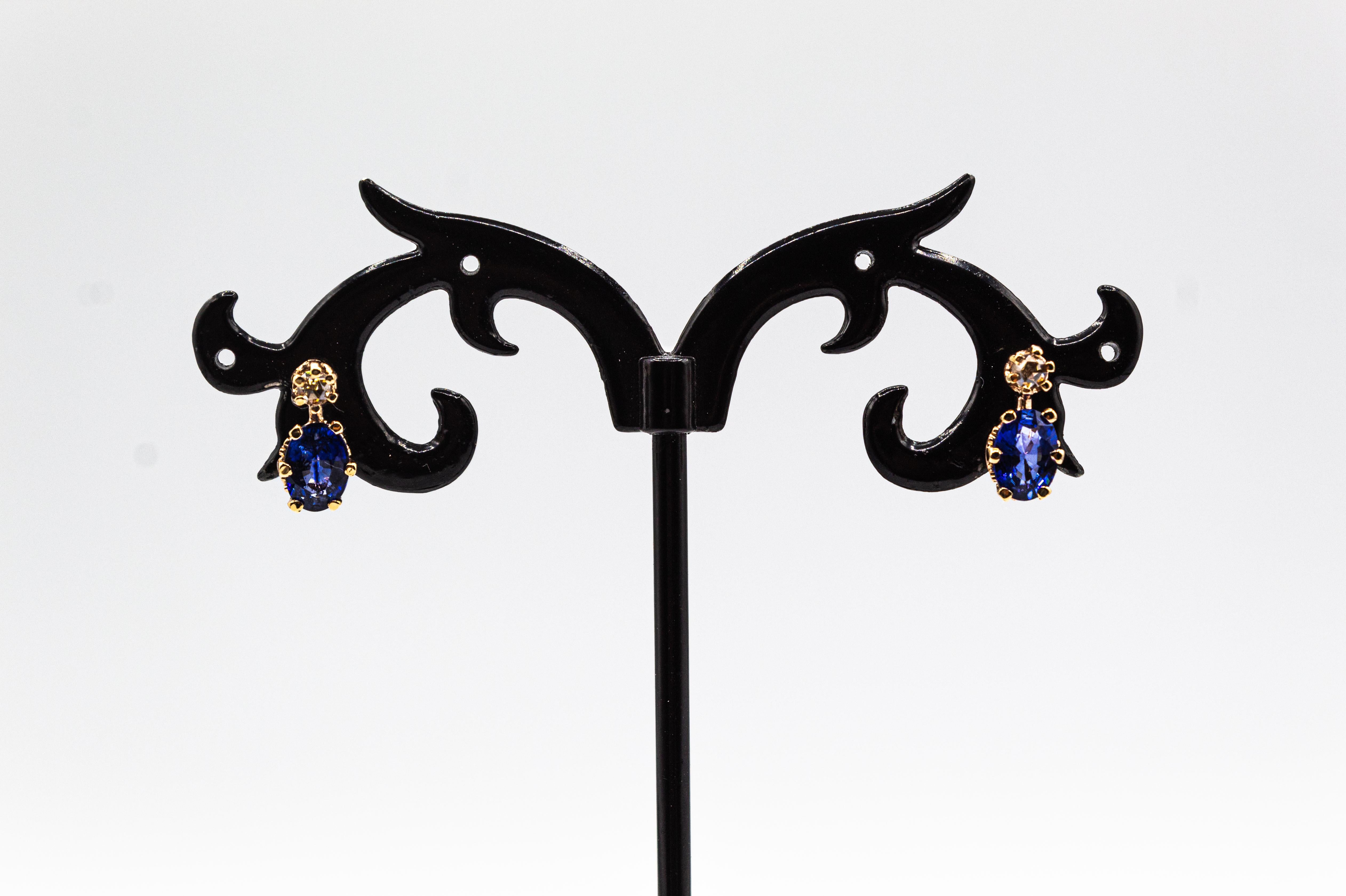 Ohrringe im Art-Déco-Stil mit Klappbrisur mit weißem Diamanten im Rosenschliff und Rubin in Gelbgold im Zustand „Neu“ im Angebot in Naples, IT