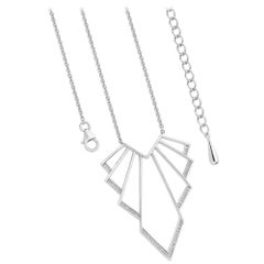 Art Deco Style White Topaz Necklace Sterling Silver