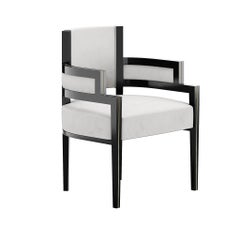 Art Deco Style White Velvet Upholstery Chair Dining Room Chair Brass Details