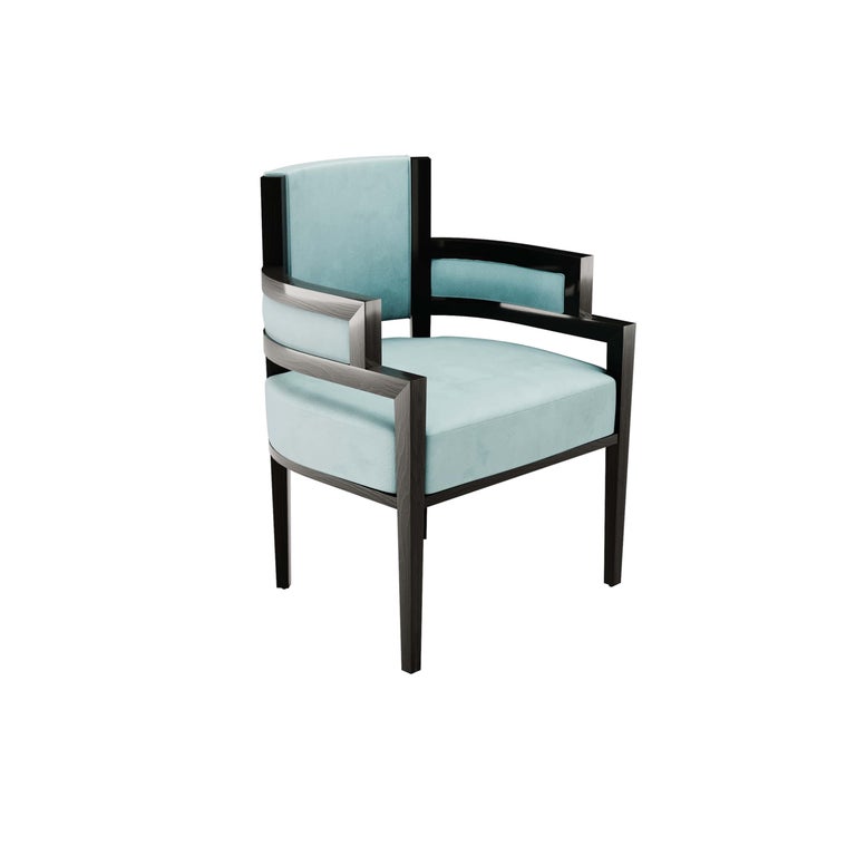 Art Deco Style White Velvet Upholstery Chair Dining Room Chair  For Sale 1