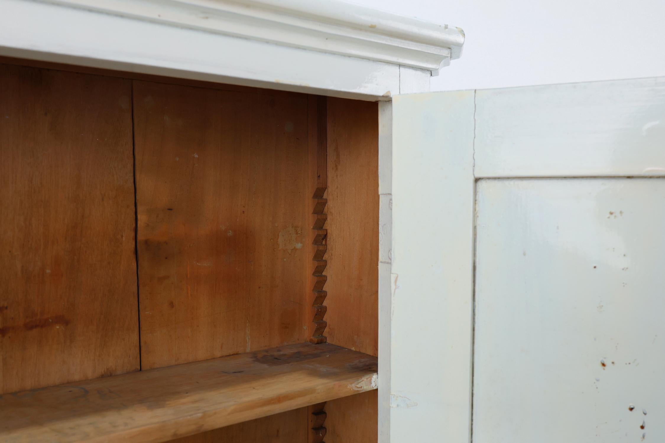 Early 20th Century Art Deco style white wooden medicine wall cabinet, France 1920s For Sale