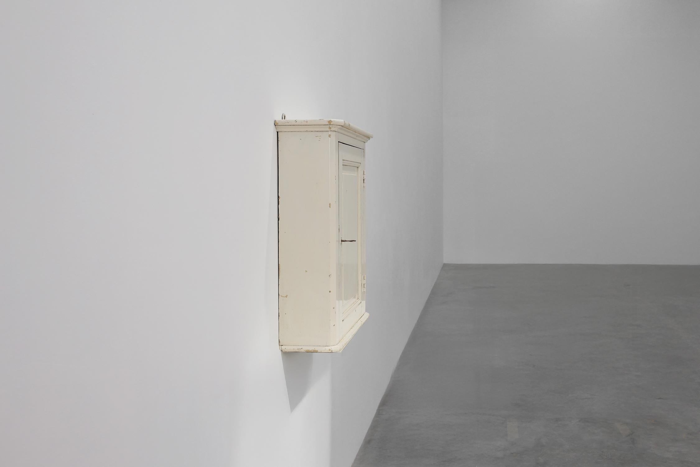 Art Deco style white wooden medicine wall cabinet, France 1920s For Sale 1