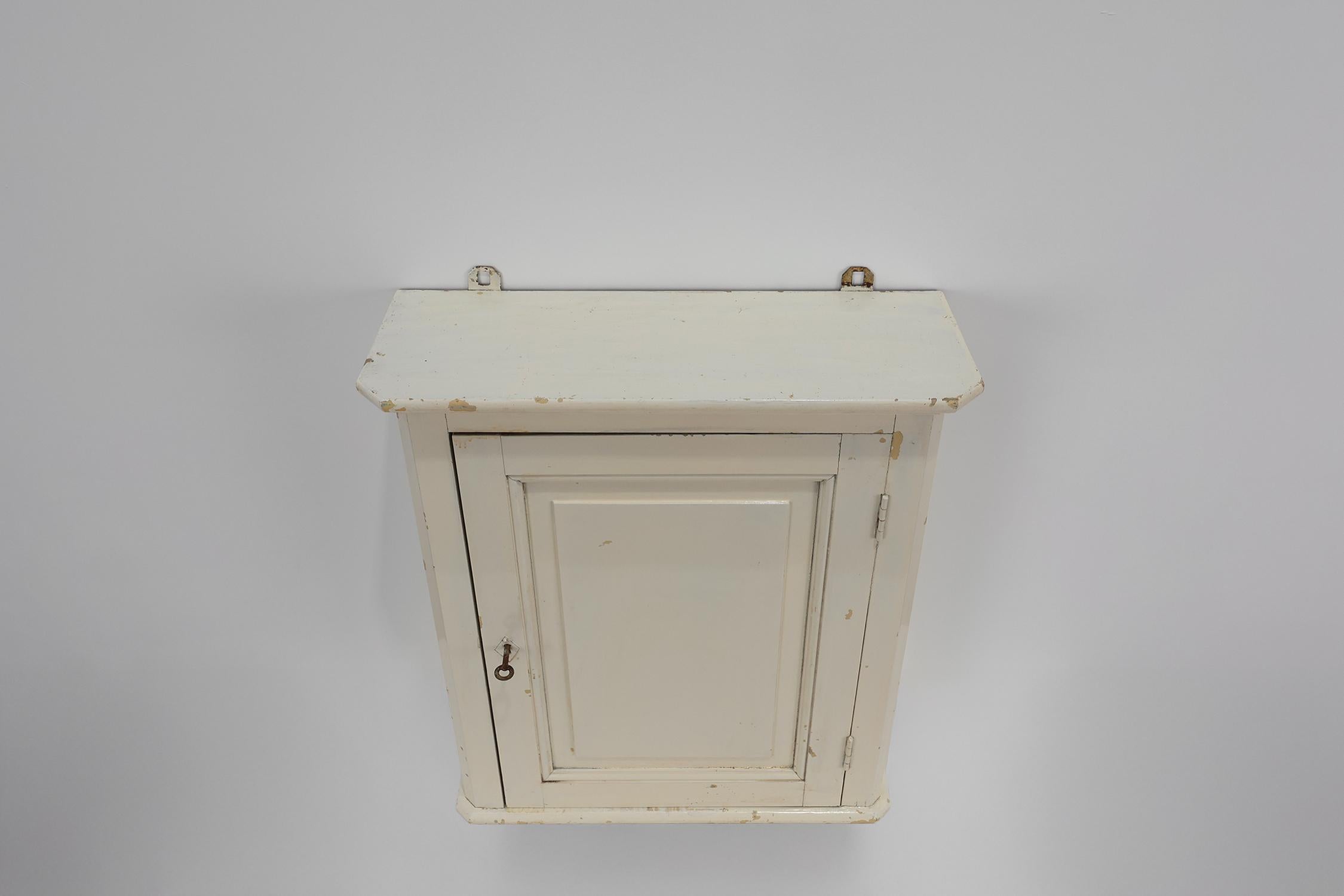 Art Deco style white wooden medicine wall cabinet, France 1920s For Sale 2