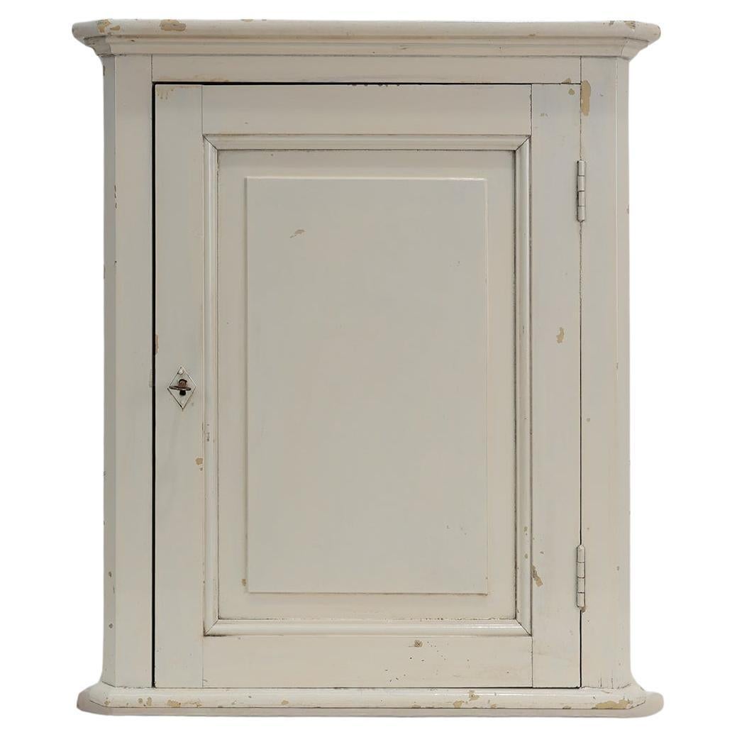Art Deco style white wooden medicine wall cabinet, France 1920s For Sale