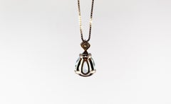 Art Deco Style White Zircon Pear Cut Aquamarine White Gold Plate Necklace