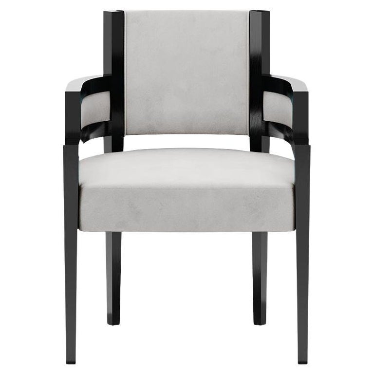 Art Deco Style White Velvet Upholstery Chair Dining Room Chair  For Sale