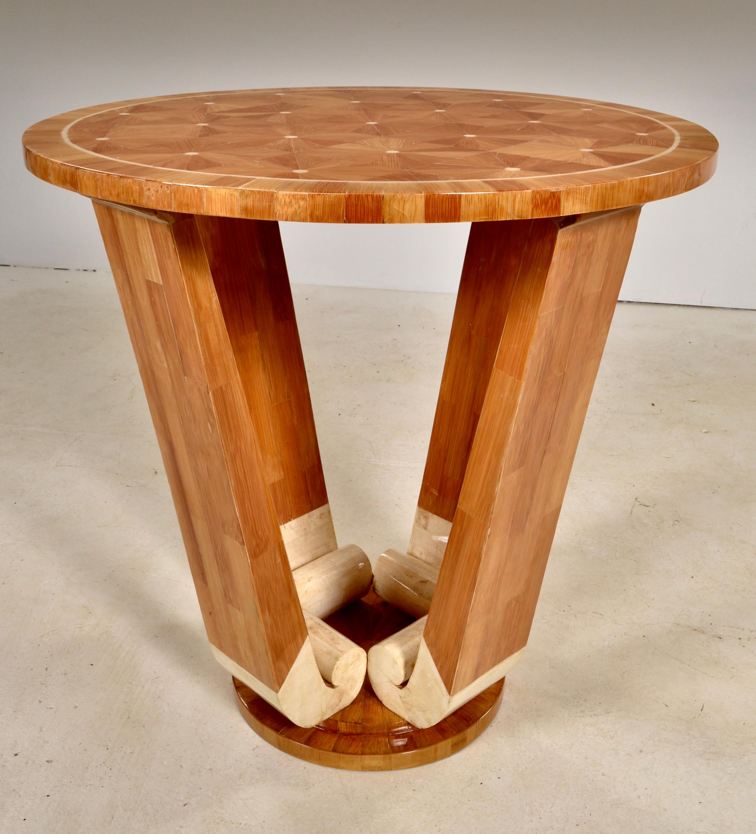 Unknown Art Deco Style  Wood and Bone Inlaid Side Table For Sale