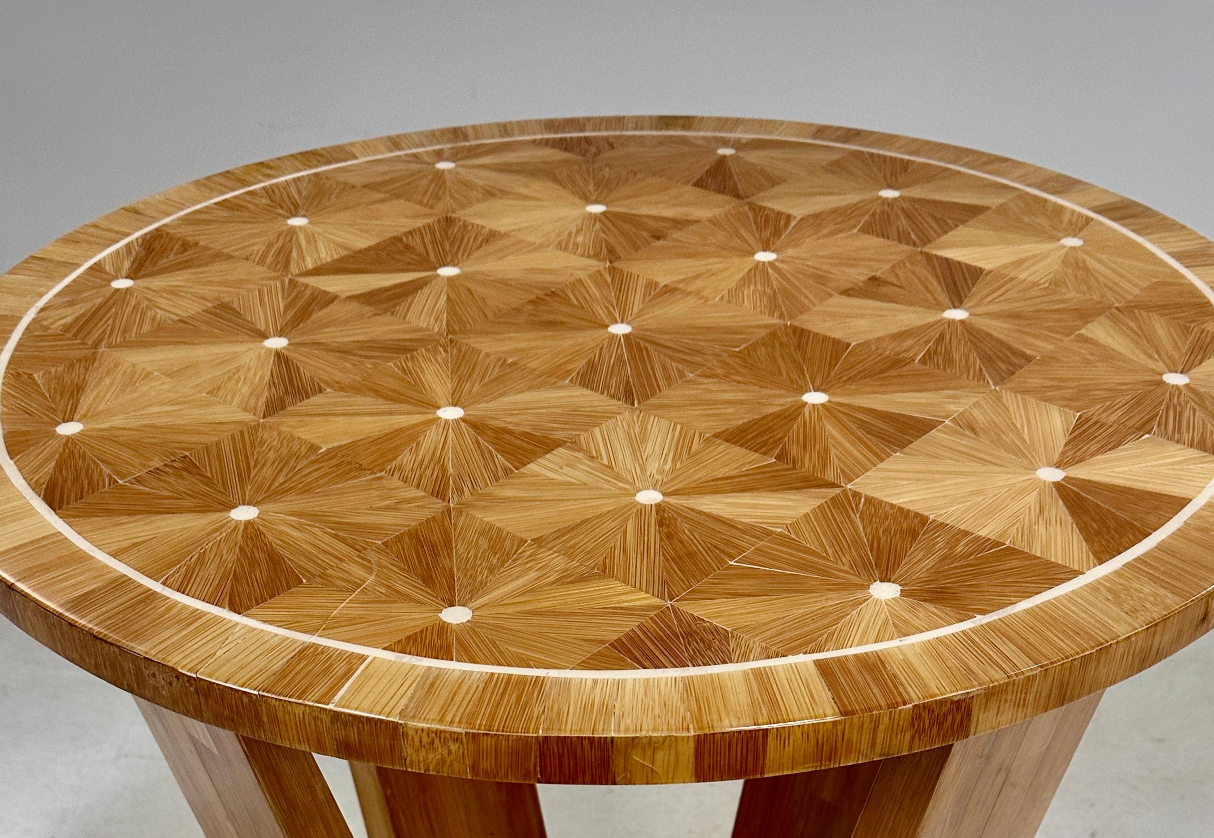 Late 20th Century Art Deco Style  Wood and Bone Inlaid Side Table For Sale
