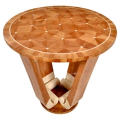 Style Art Déco  Table d'appoint en marqueterie de bois et d'os