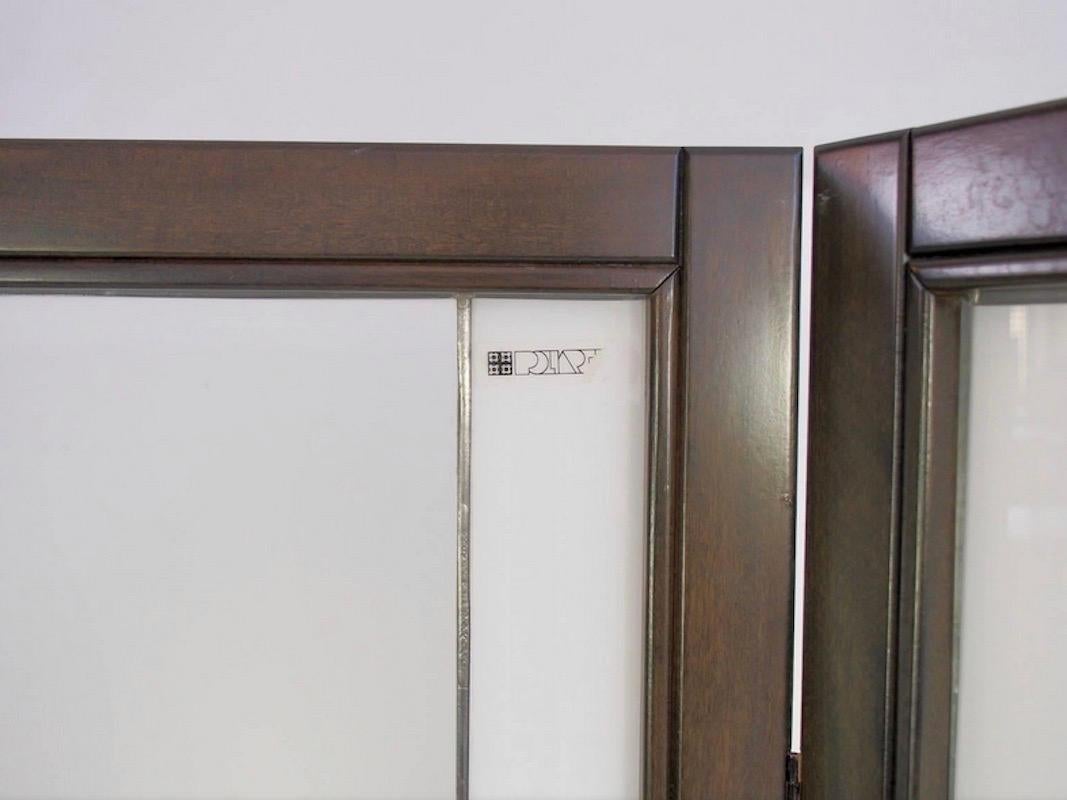 Art Deco Style Wood and Leaded Glass Folding Screen For Sale 1
