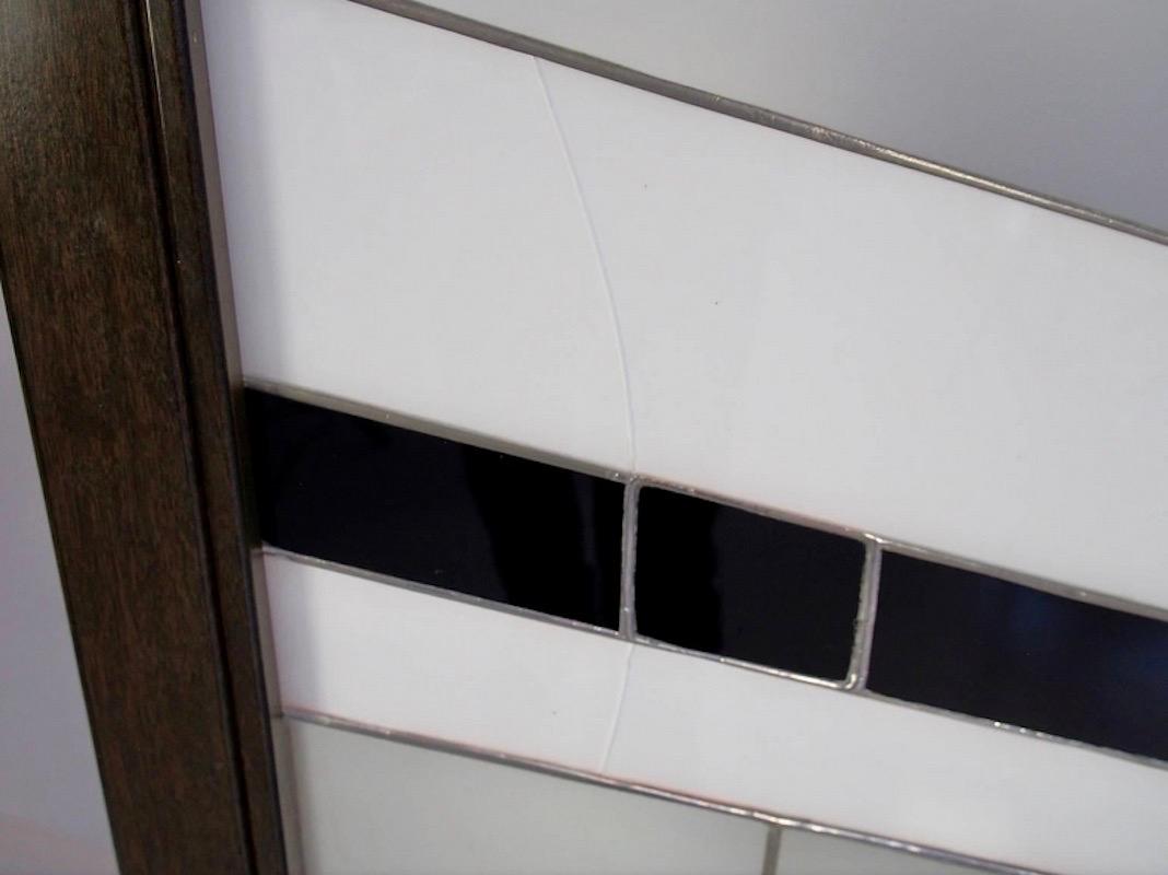 Art Deco Style Wood and Leaded Glass Folding Screen For Sale 4