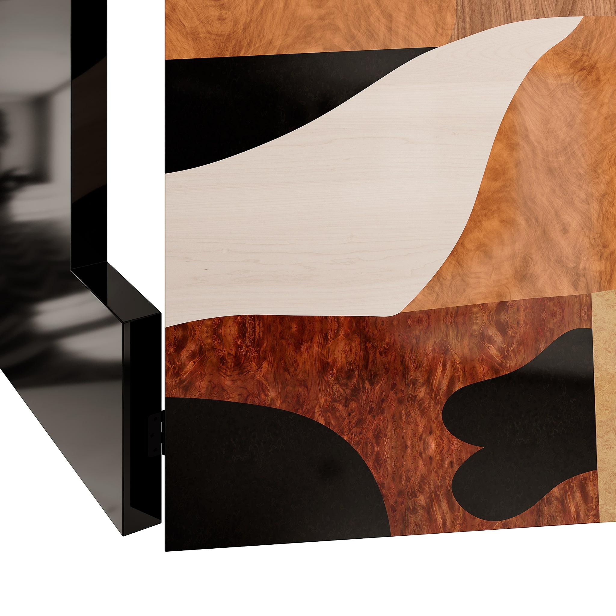 Fatto a mano Divisorio in legno in stile Art Deco in noce, acero e lacca Schermi asimmetrici in vendita