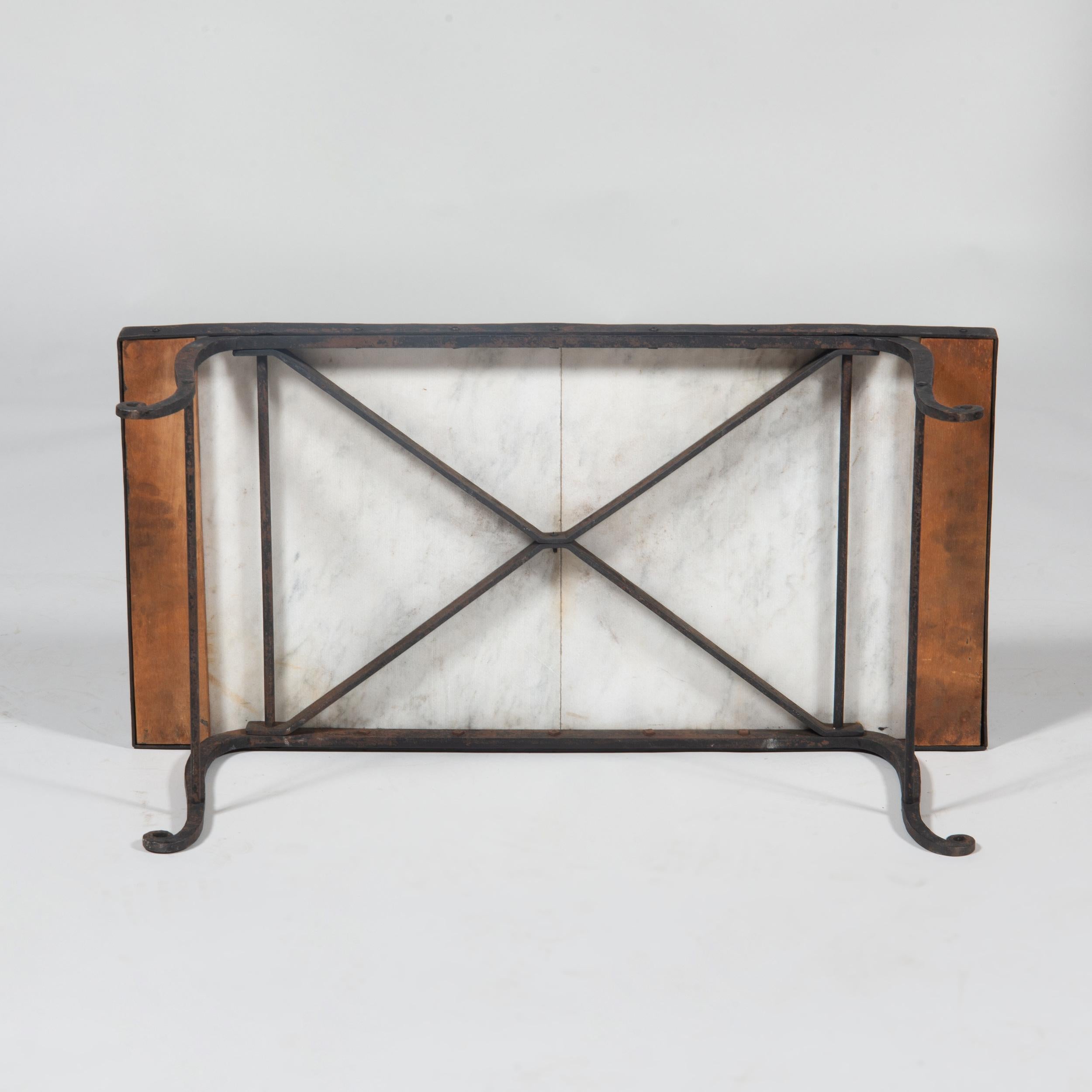 Art Deco Style Wrought Iron and Marble Coffee Table 8