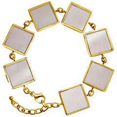 Art Deco Style Yellow Gold Ink Bracelet with Smoky Quartz