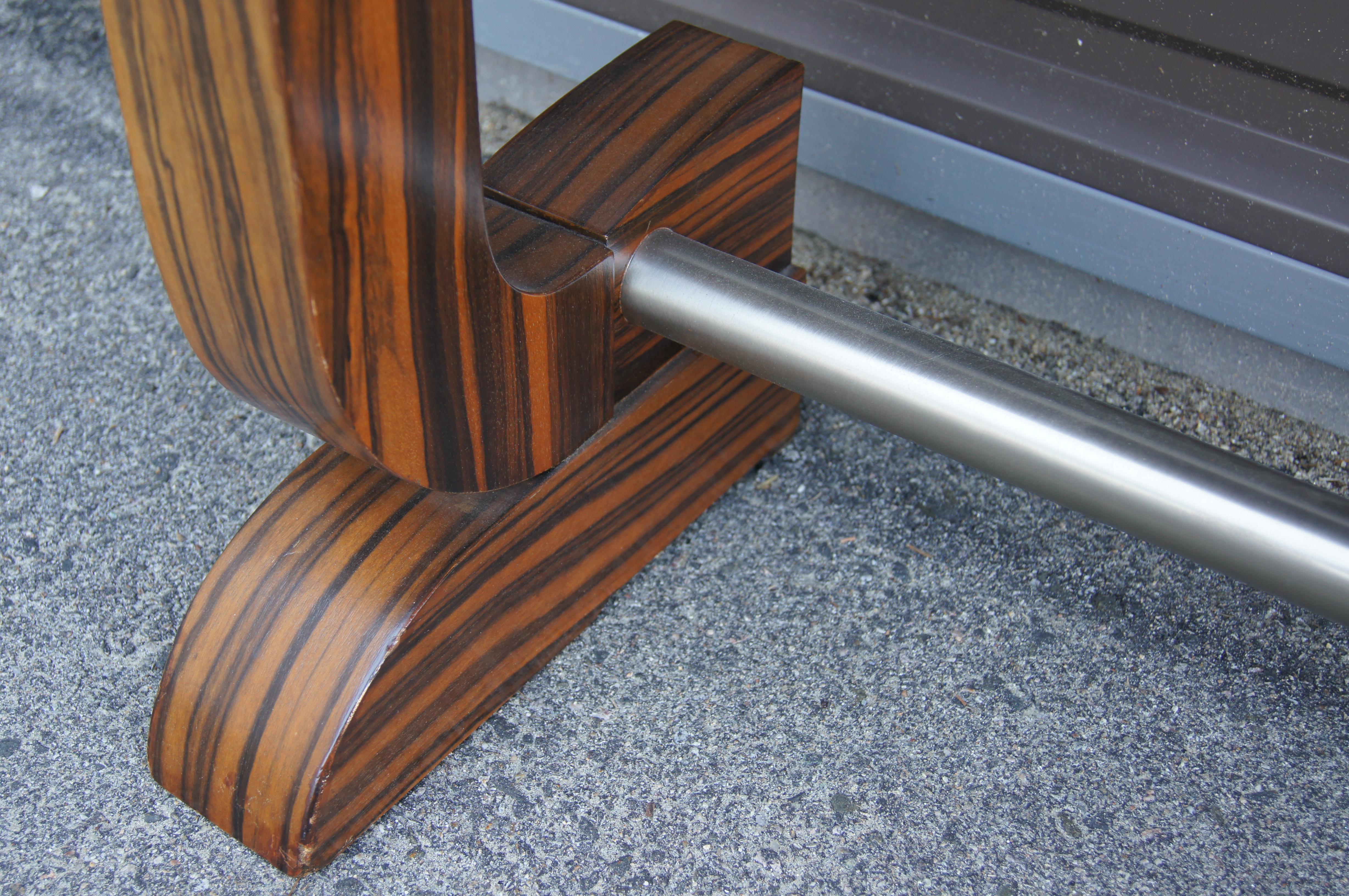 Art Deco–Style Zebrawood Console Table In Good Condition For Sale In Dorchester, MA