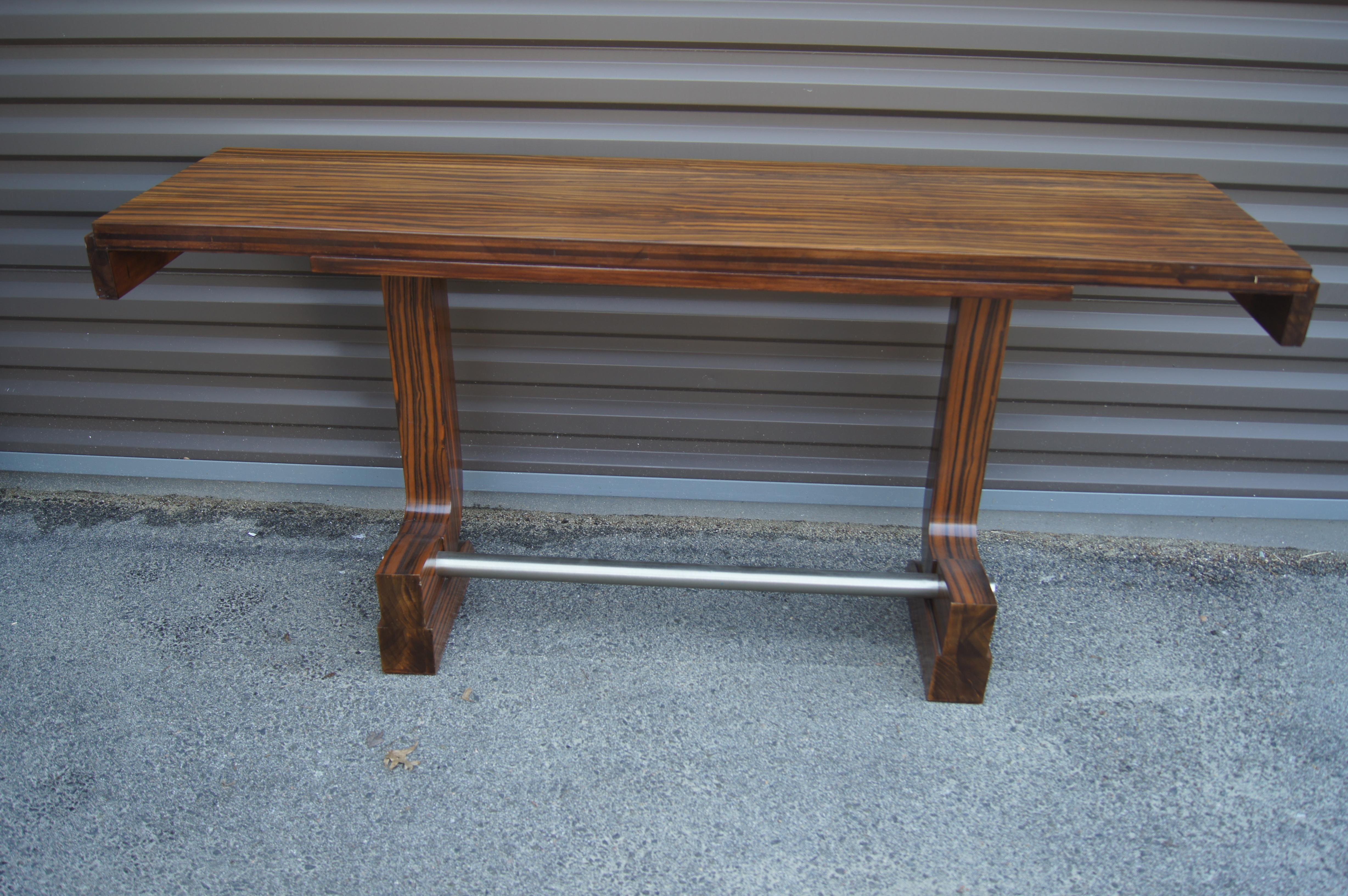 Art Deco–Style Zebrawood Console Table For Sale 1