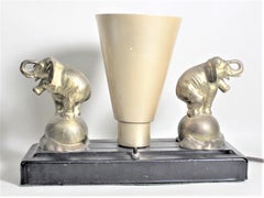 Art Deco Styled Accent or Television Lamp with Cast Gilt Figural Elephants